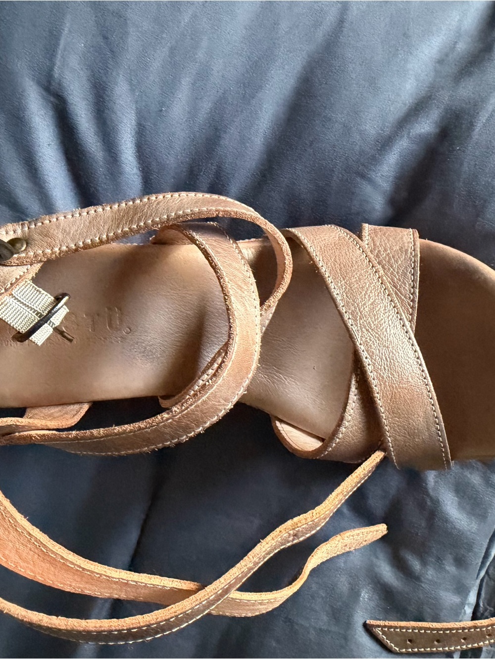 Women's Tan Leather Wedge Sandals - Picture 4 of 4